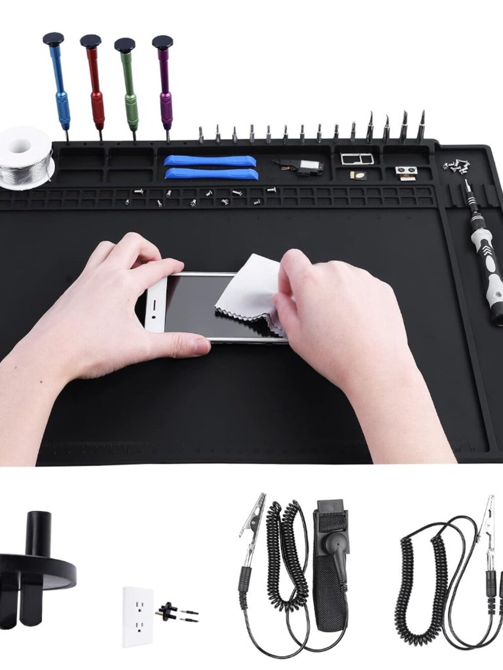Anti Static Mat Includes ESD Wristband and Grounding Wire and Grounding Plug for